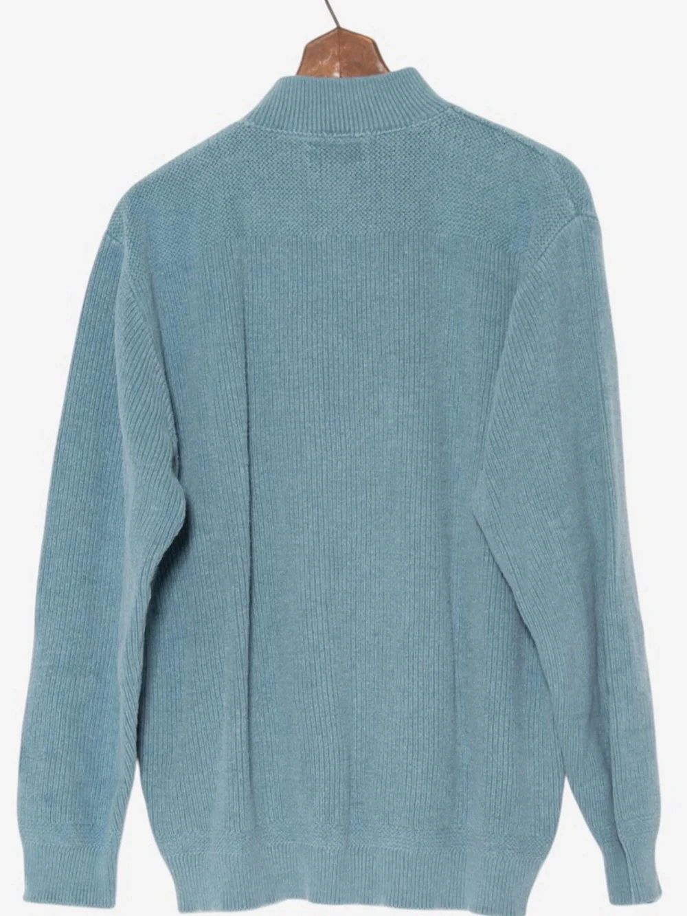 vintage 90s blue ll bean knit preppy minimalist winter quarter button sweater